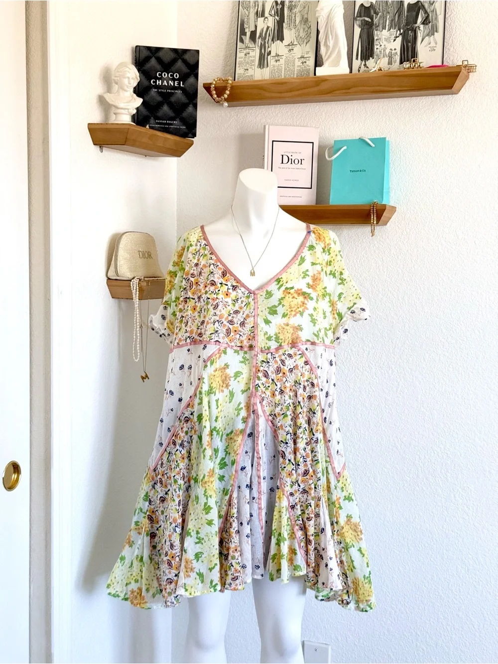 Free People Wildflower Patchwork Mini Dress SIZE S - Picture 3 of 6